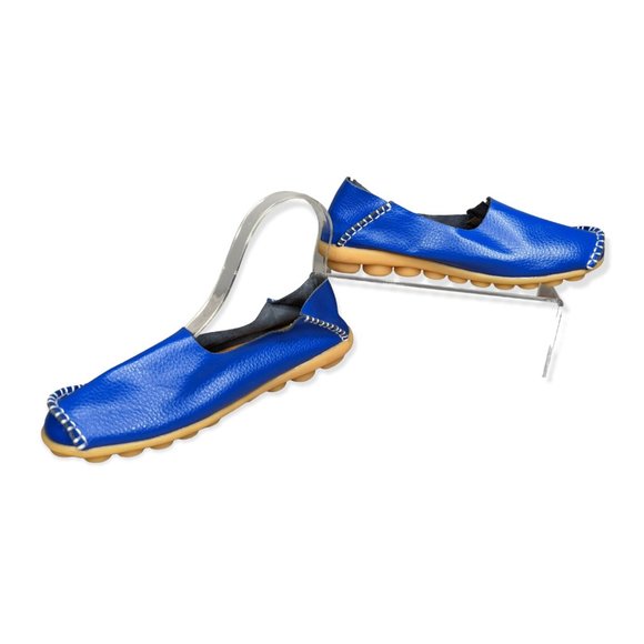 Women's Blue Leather Loafers Size 37/ US Size 6.5 - Picture 6 of 10